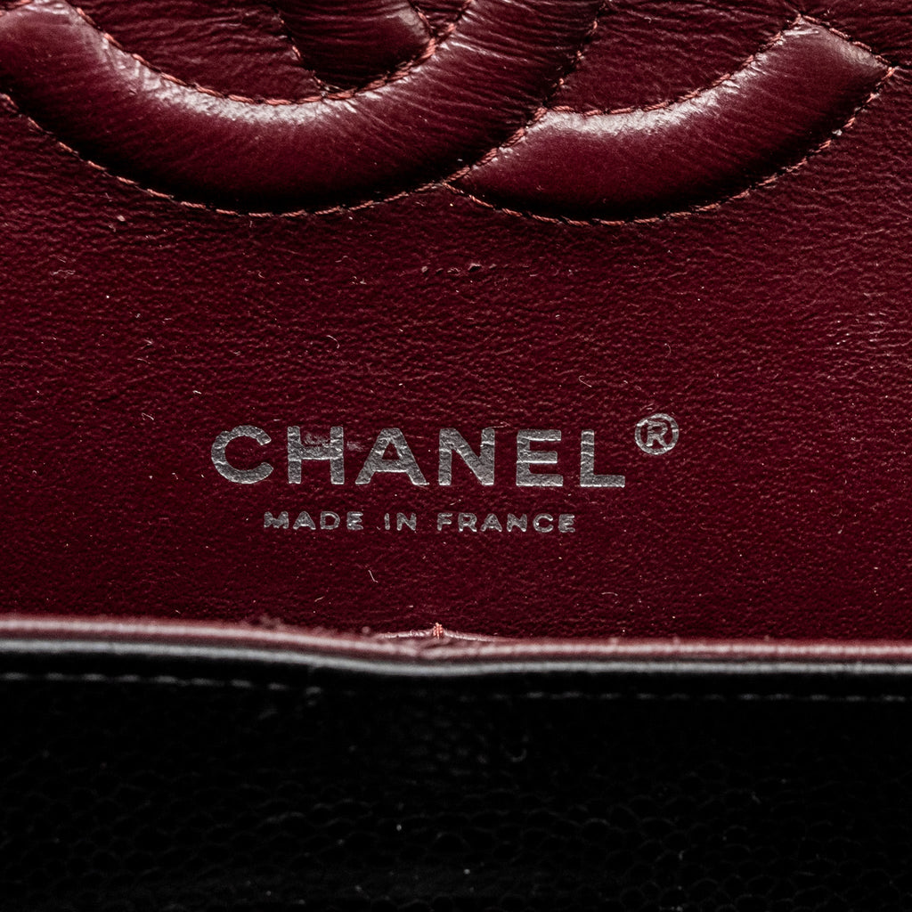 CHANEL MEDIUM CLASSIC DOUBLE FLAP BAG CAVIAR BLACK SHW (MICROCHIP)