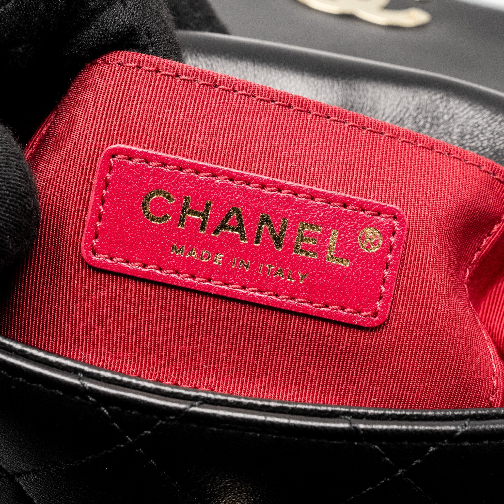 CHANEL ENAMEL CC LOGO QUILTED RECTANGULAR FLAP BAG LAMBSKIN BLACK LGHW