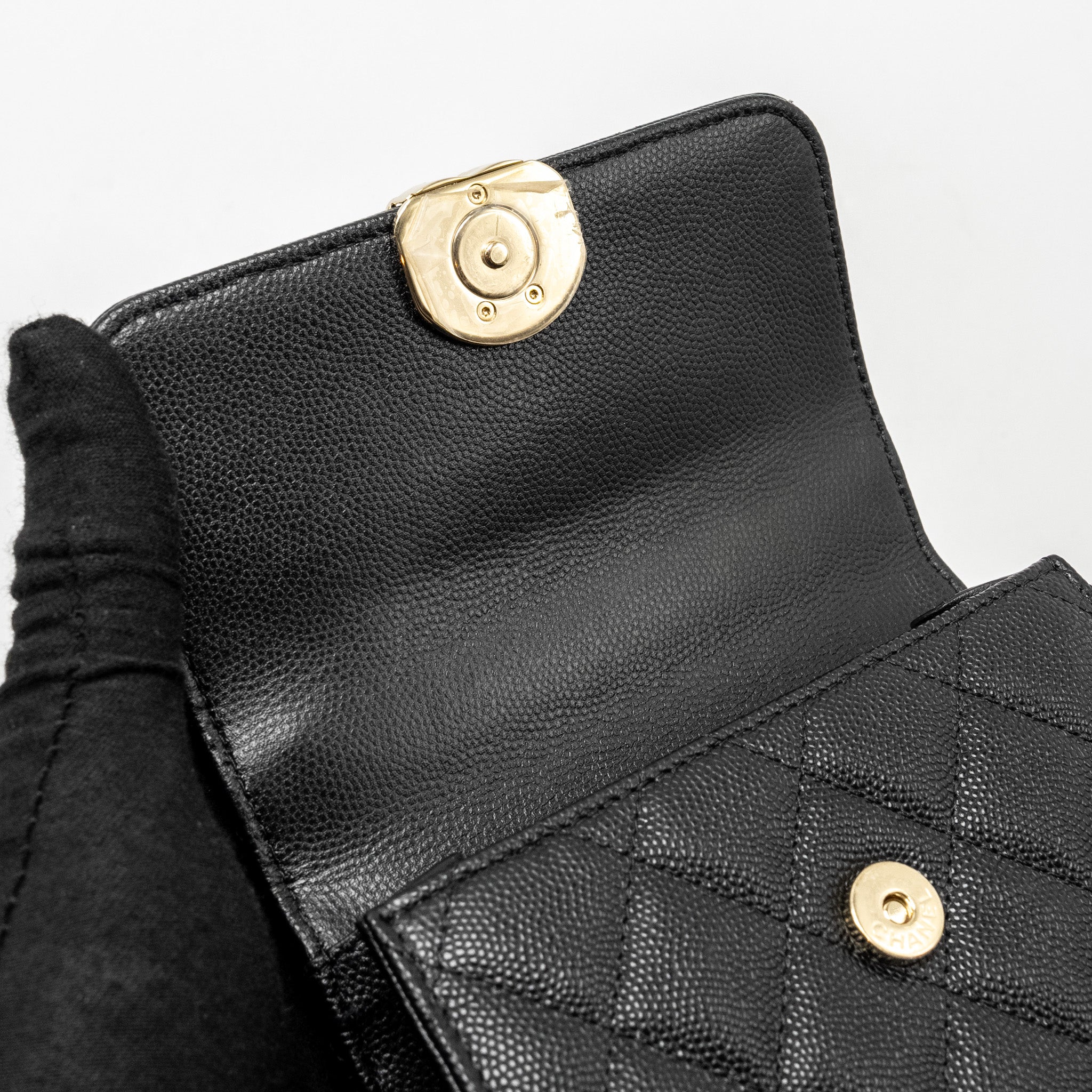 CHANEL TOP HANDLE MINI FLAP BAG WITH CHAIN CAVIAR BLACK LGHW (MICROCHIP)