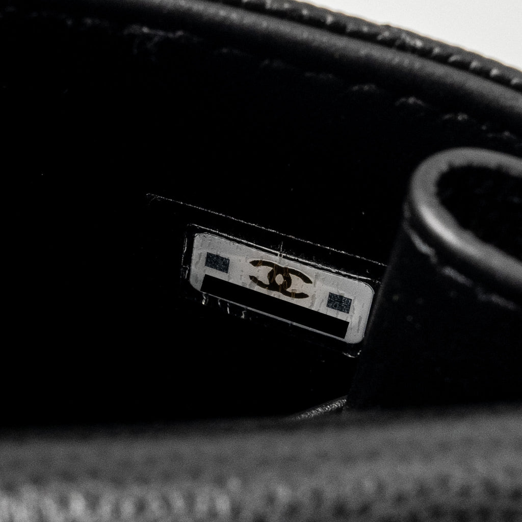 CHANEL TOP HANDLE MINI FLAP BAG WITH CHAIN CAVIAR BLACK LGHW (MICROCHIP)