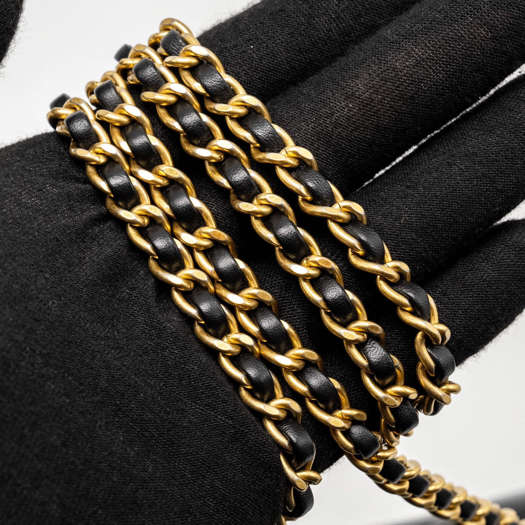CHANEL GOLD CRUSH MINI FLAP BAG CALFSKIN BLACK GHW (MICROCHIP)