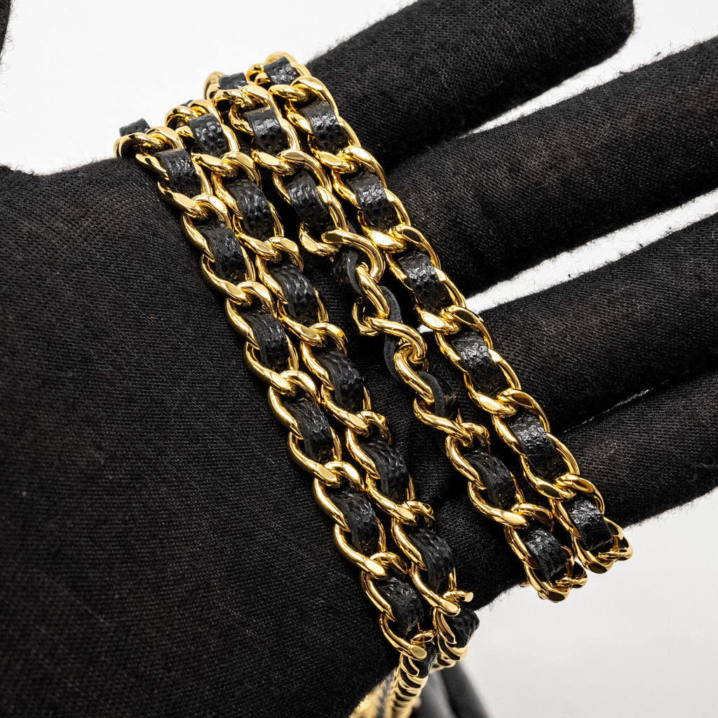 CHANEL FLAP WALLET WITH CHAIN CAVIAR BLACK GHW (MICROCHIP)