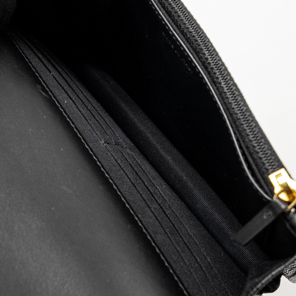 CHANEL FLAP WALLET WITH CHAIN CAVIAR BLACK GHW (MICROCHIP)