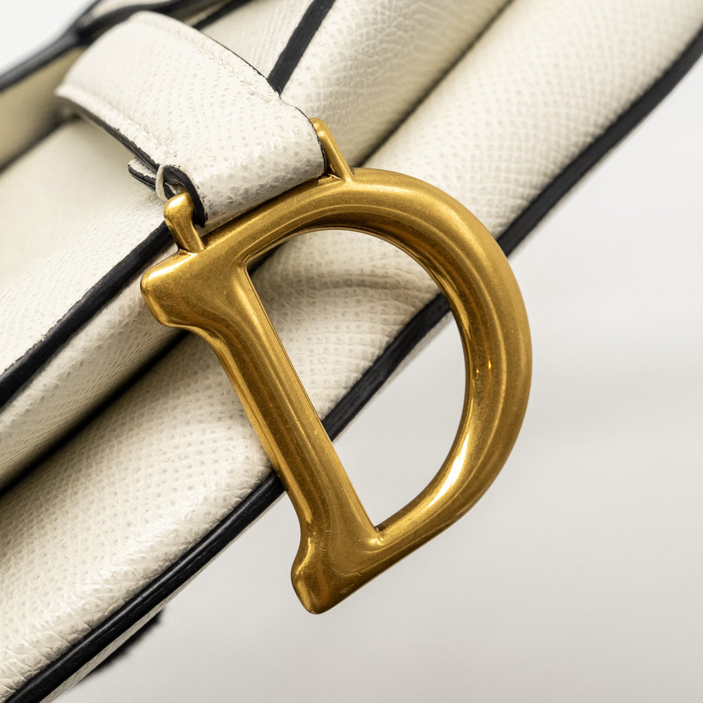 DIOR MINI SADDLE BAG CALFSKIN WHITE GHW
