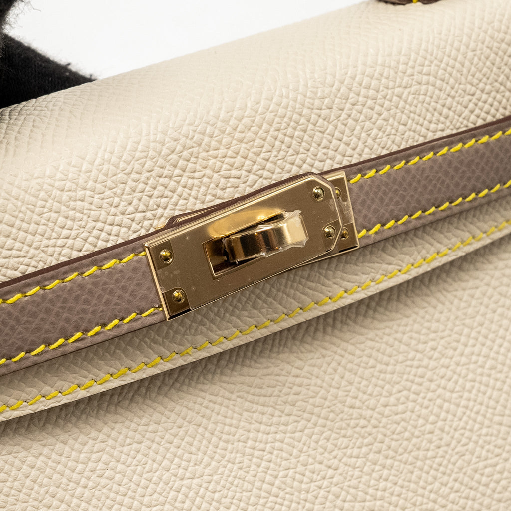 HERMES MINI KELLY SPECIAL ORDER EPSOM CRAIE / ETOUPE / LIME LGHW