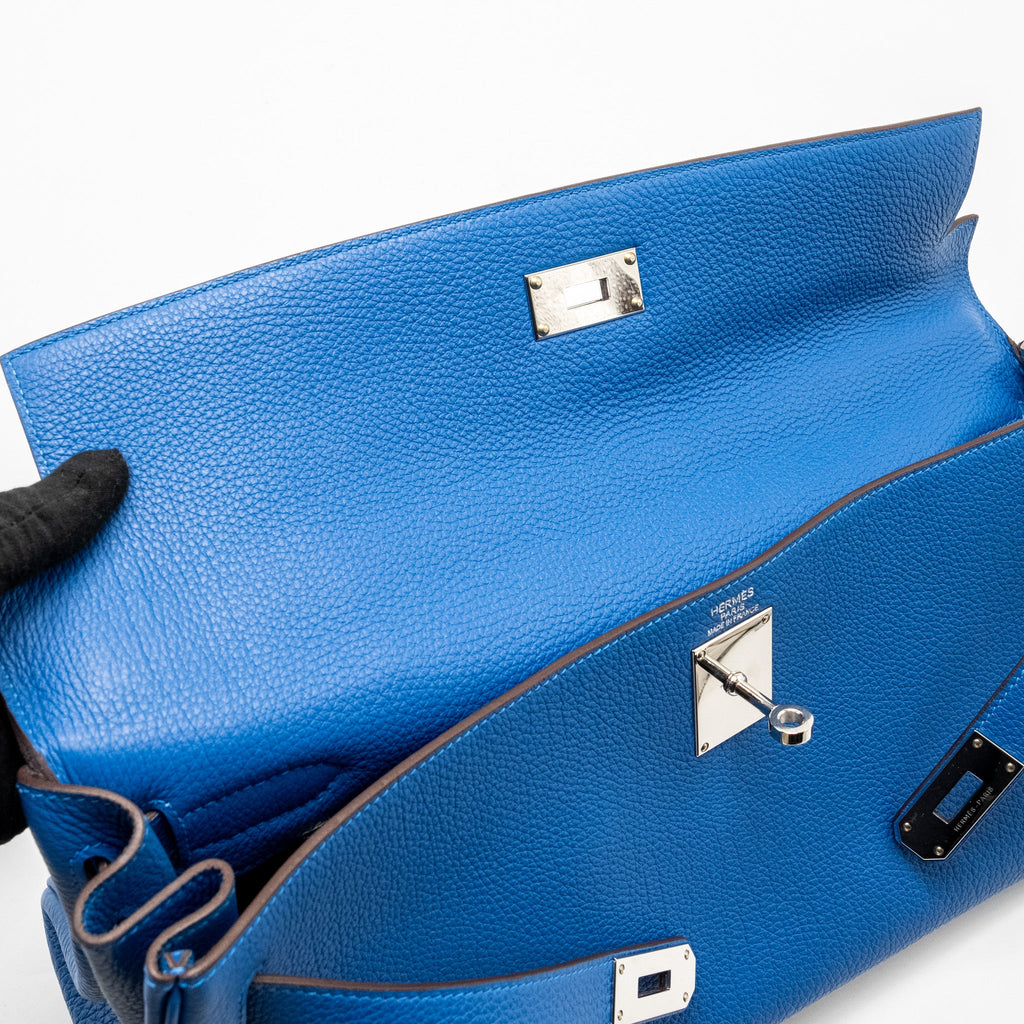 HERMES SHOULDER KELLY CLEMENCE BLUE SHW