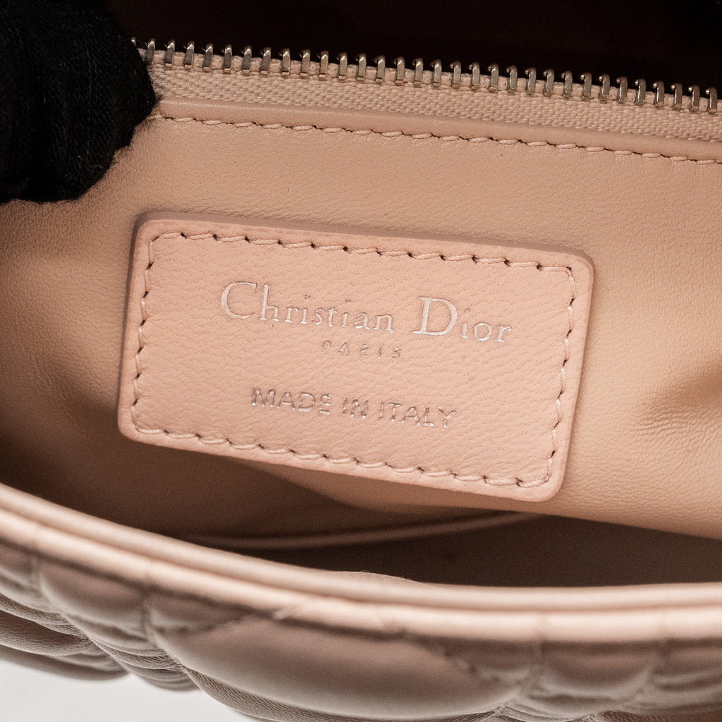 DIOR MINI LADY DIOR CRYSTAL STRAP LIMITED EDITION LAMBSKIN LIGHT PINK SHW