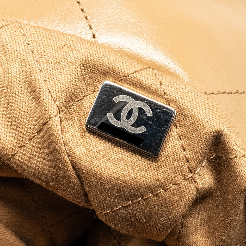 CHANEL 22K SMALL 22 BAG CALFSKIN DARK BEIGE SHW (MICROCHIP)