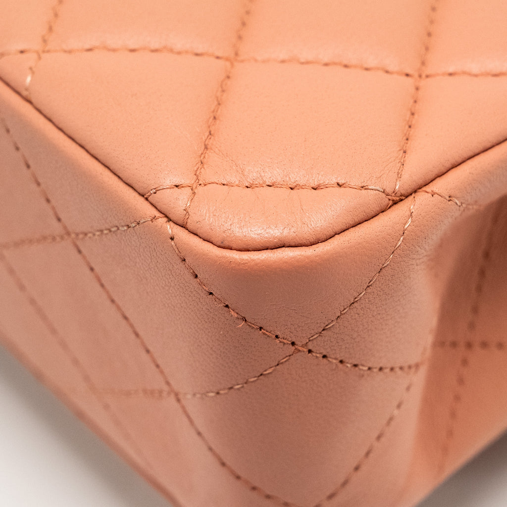 CHANEL MEDIUM CLASSIC DOUBLE FLAP BAG LAMBSKIN PINK SHW (MICROCHIP)