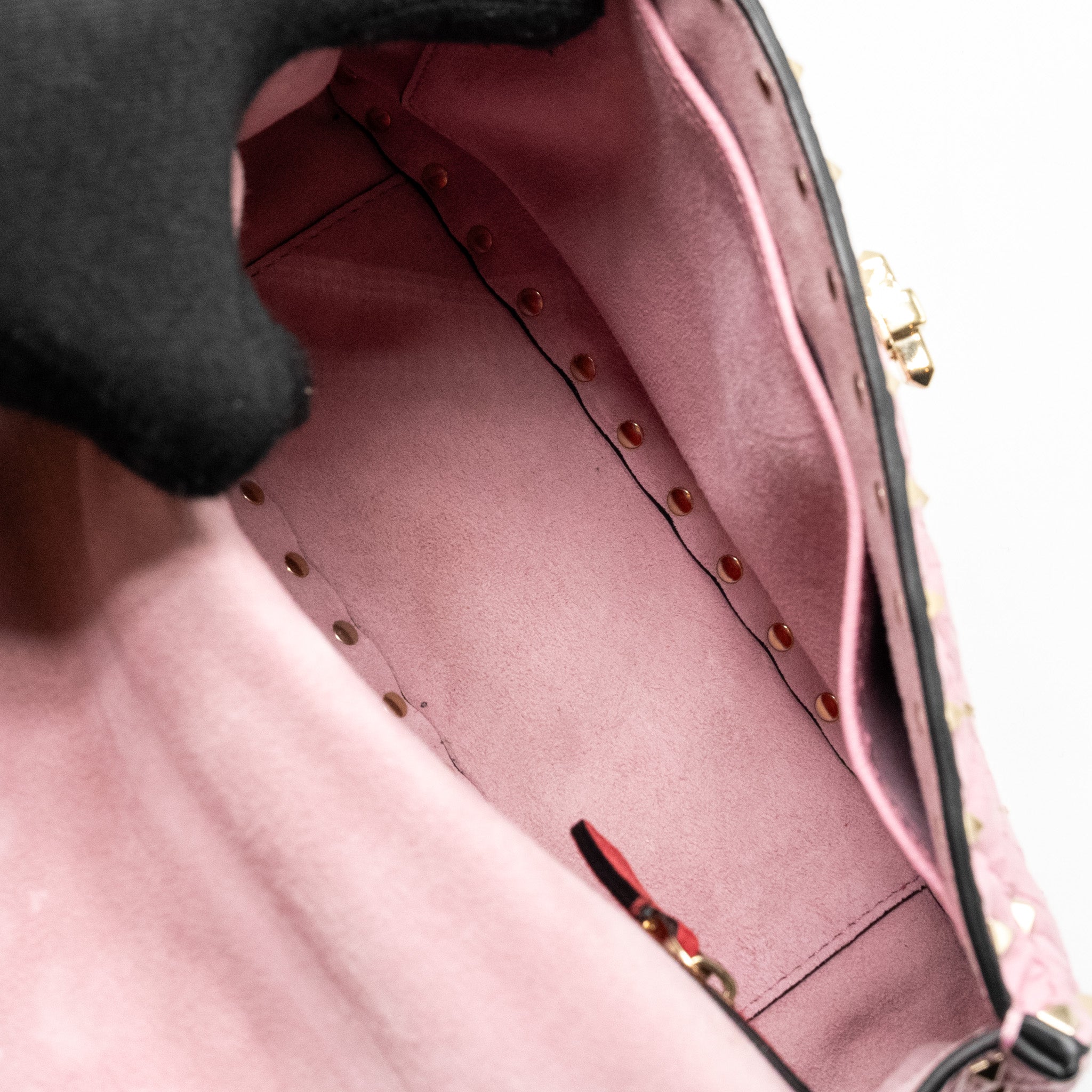 VALENTINO MEDIUM ROCKSTUD SPIKE BAG LEATHER PINK GHW