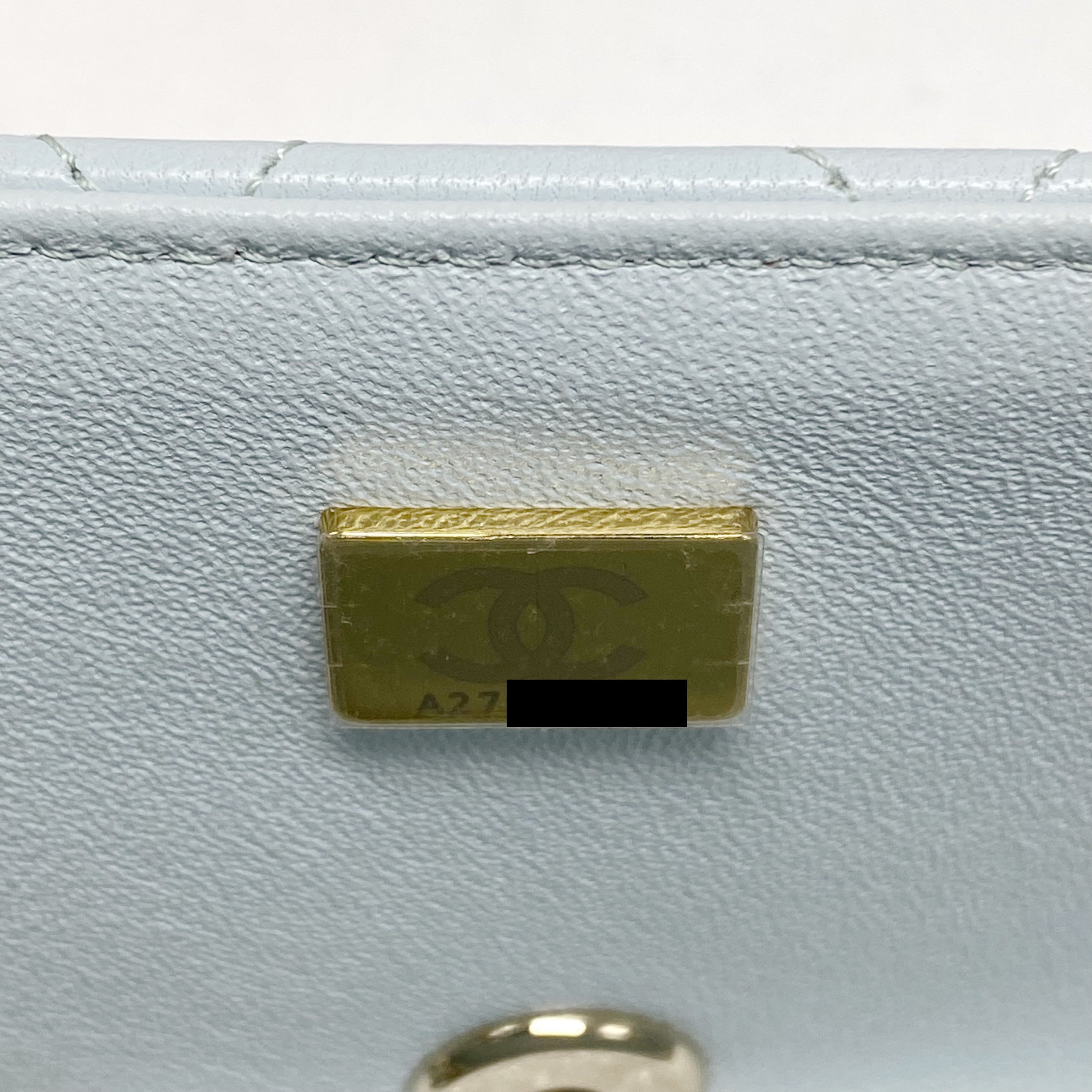 CHANEL 21K MINI TOP HANDLE RECTANGULAR FLAP BAG PASTEL BLUE LGHW