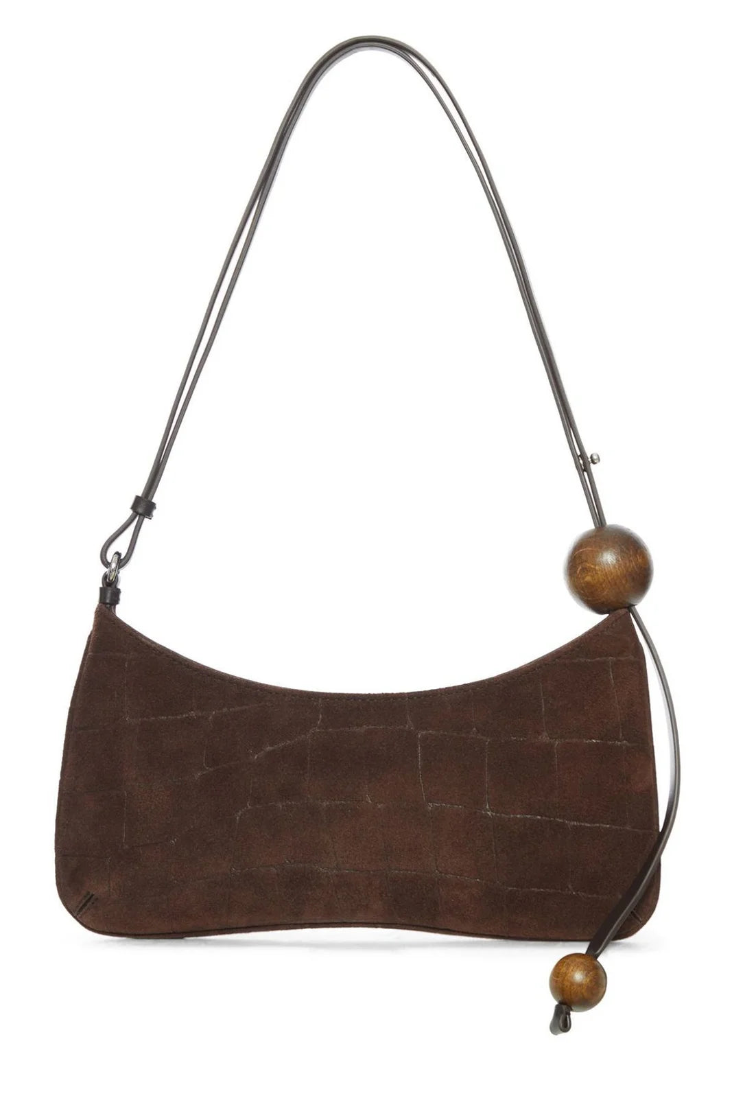 JACQUEMUS LOGO BROWN LETTERING LE BISOU PERLE SHOULDER BAG