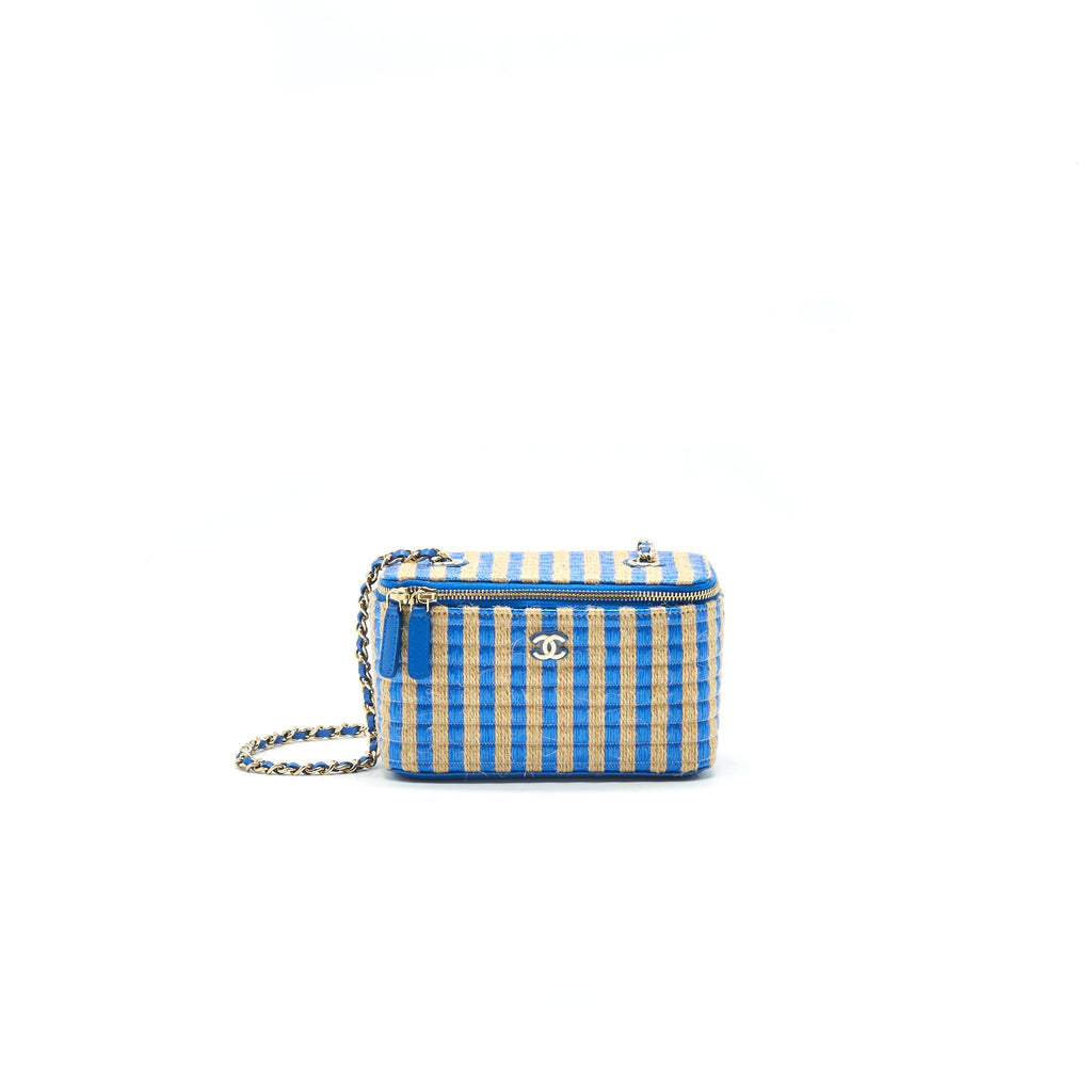 CHANEL VANITY WITH CHAIN BLUE & BEIGE