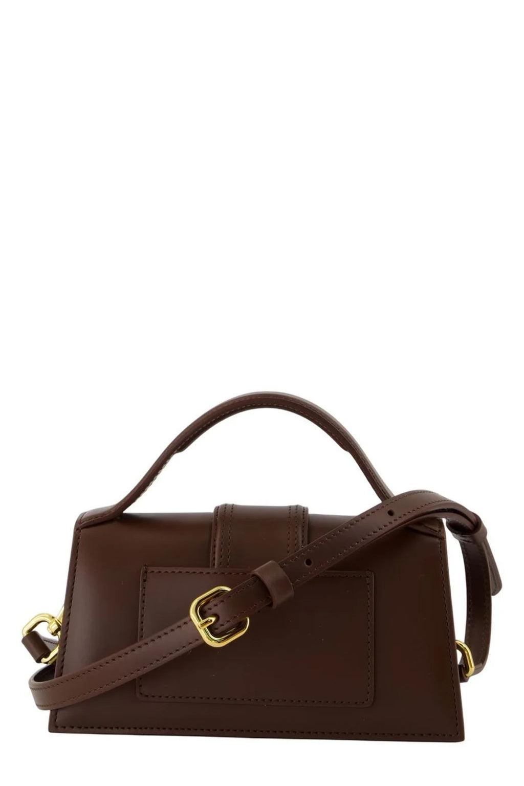 JACQUEMUS LOGO BROWN PLAQUE FOLDOVER TOP TOTE BAG