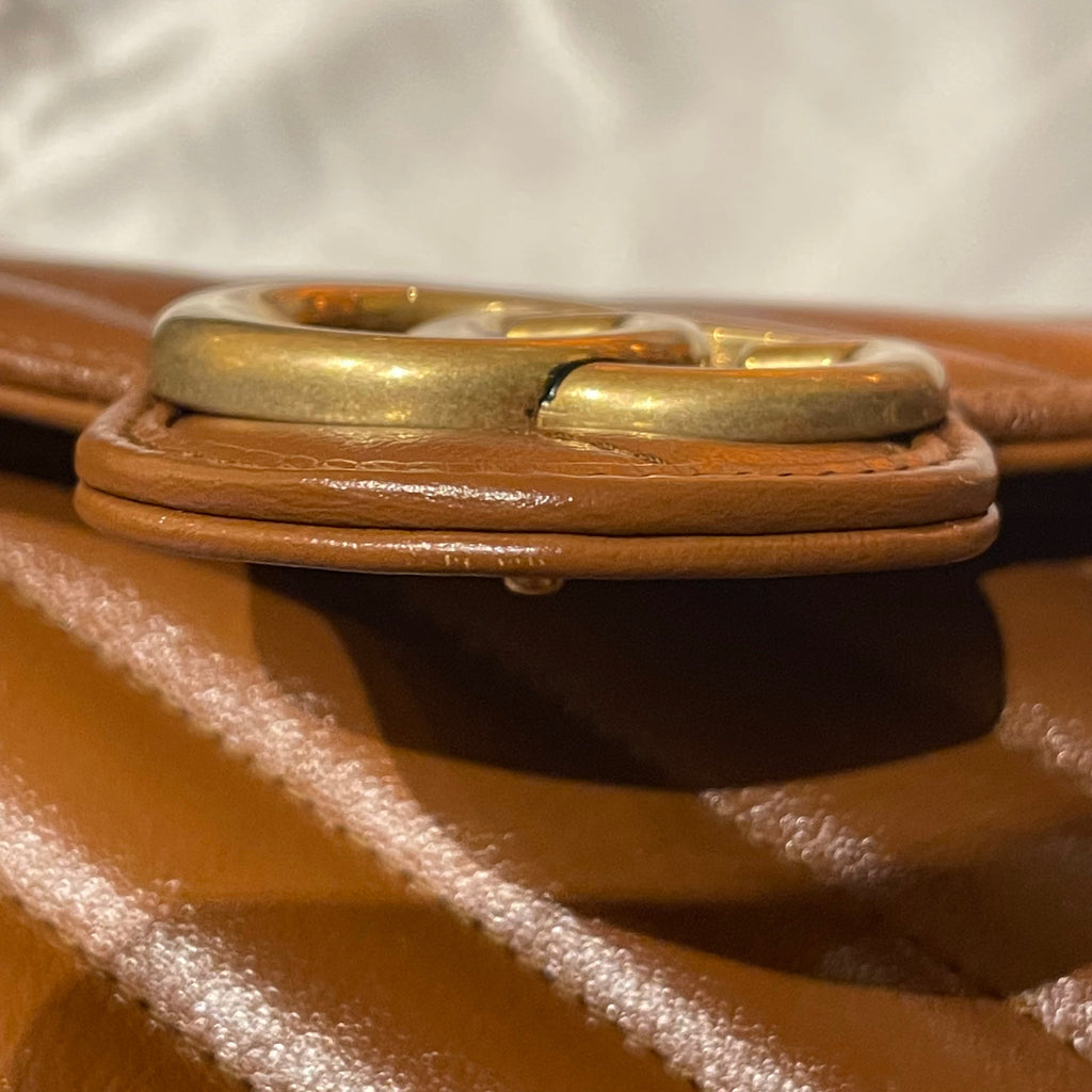 GUCCI GG MARMONT MATELASSE MINI BAG CALFSKIN BROWN GHW
