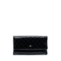 CHANEL FOLD OVER CLUTCH PATENT LEATHER BLACK SHW