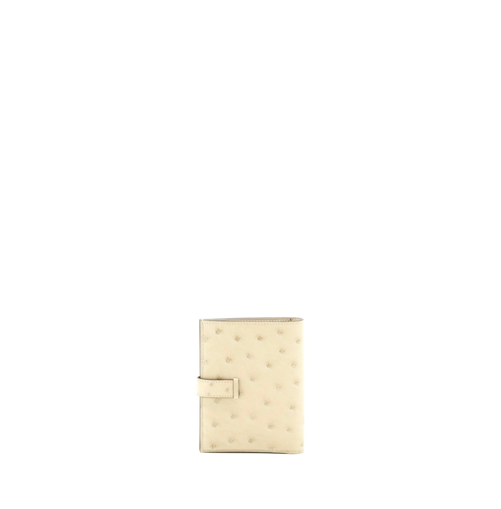HERMES OSTRICH BEARN COMPACT WALLET 3C PARCHEMIN GHW