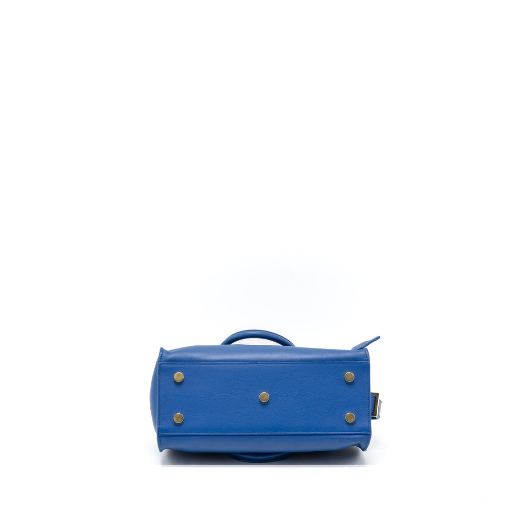 SAINT LAURENT CABAS TOTE BAG CALFSKIN BLUE GHW
