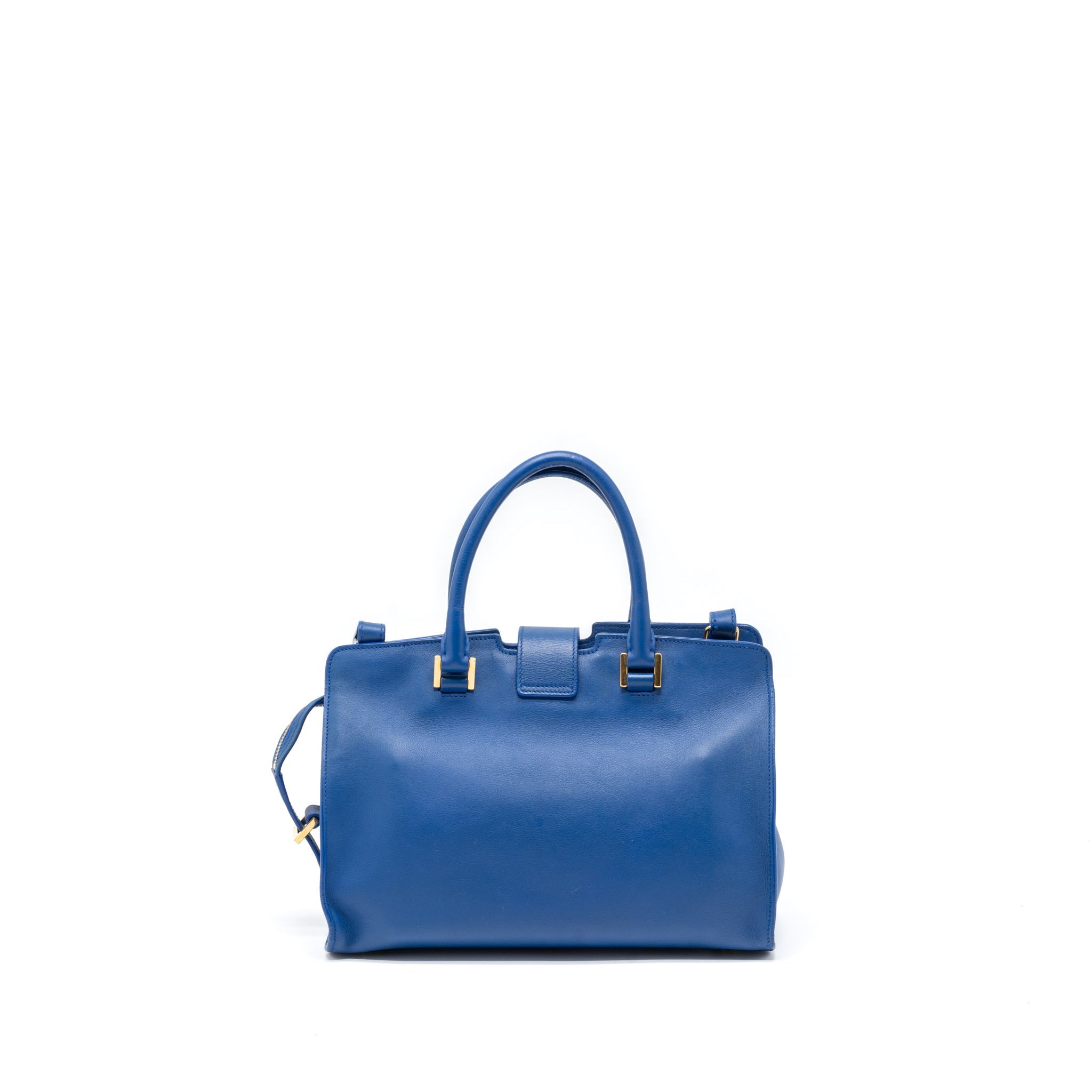 SAINT LAURENT CABAS TOTE BAG CALFSKIN BLUE GHW